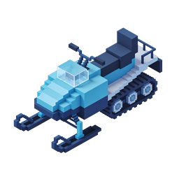 Pixel-Schneemobil – isometrisches Voxel-Icon