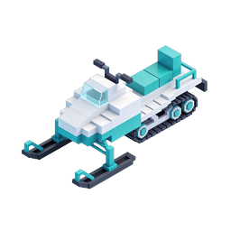 Pixel Art Snowmobile Isometric 3D Icon