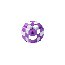 Icona sfera pixel viola | Palla a cubi voxel 3D