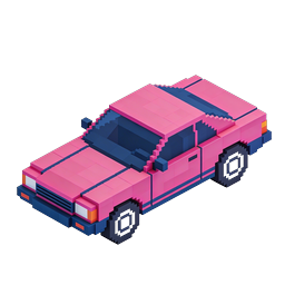 Pixel Art Sports Car Isometric Voxel Icon