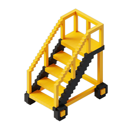 Isometric Pixel Staircase Icon - Voxel Block Design