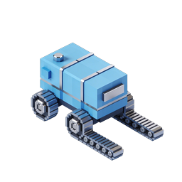 Pixel-Art Isometrisches Roboter-Panzer-Icon | 3D Voxel-Fahrzeug