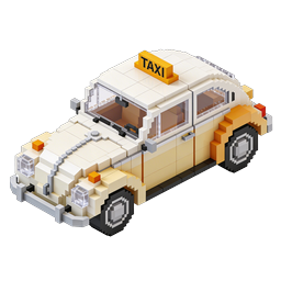 Pixel Art Taxi Cab - Isometric 3D LEGO Style Icon