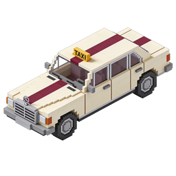 Pixel Taxi Cab Voxel Icon - Isometric 3D Transportation