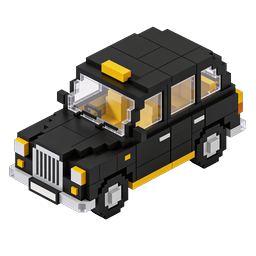 Pixel Art Taxi Cab Icon - Voxel 3D Urban Vehicle
