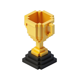 Isometric Pixel Trophy Icon - Gold Award Achievement