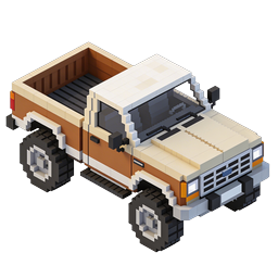 Pixel Art Pickup Truck Voxel Icon | 3D Isometric Vehicle