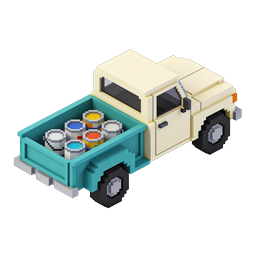 Pixel Art Pickup Truck with Paint Cans | Isometric Icon