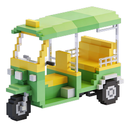 ไอคอน 3D รถตุ๊กตุ๊กแบบ Voxel Isometric