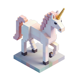 Pixel Unicorn Isometric 3D Icon - Magical Voxel Art