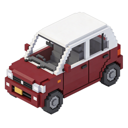 Icône de Van Rouge en Pixel Art - Design de Véhicule Voxel Isométrique