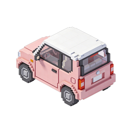 Pink Pixel Van 3D Isometric Icon for Travel Apps