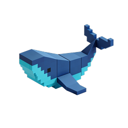 Icona Balena Pixel 3D - Creatura Marina in Voxel Art