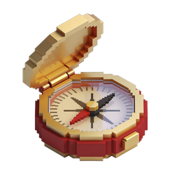 Pixelated Compass Icon for Navigation and Travel