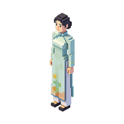 Pixelated Woman in Traditional Attire Icon