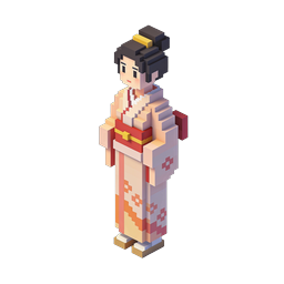 Pixelated Japanese Girl Icon in Kimono