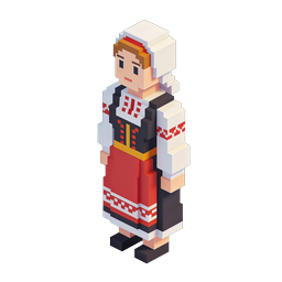 Icône de femme pixel en tenue traditionnelle