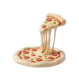 3D Pizza Cheese Pull Icon - Melted Mozzarella Slice