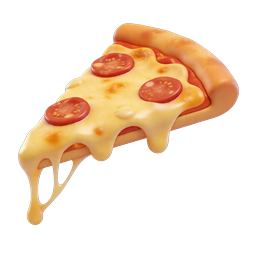 3D Pizza Slice Icon with Pepperoni and Melted Cheese