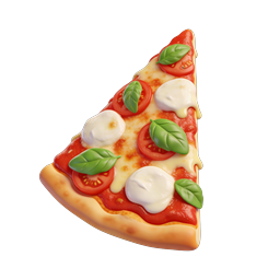 Icona di fetta di pizza Margherita realistica - Illustrazione alimentare 3D