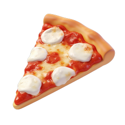 Delicious 3D Pizza Slice Icon with Cheese and Sauce