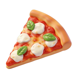 3D Pizza Slice Icon - Italian Margherita Pizza