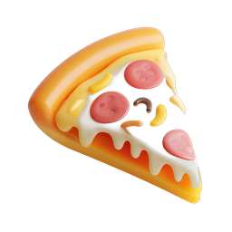 Smiling Pizza Slice Icon - 3D Cartoon Food Clipart