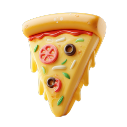 Biểu tượng 3D miếng pizza phô mai - Minh họa món ăn hấp dẫn