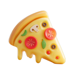 3D Pizza Slice Icon - Cheesy Food Illustration