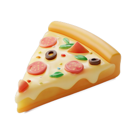 3D Pizza Slice Icon - Cheesy Food Illustration