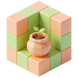 Isometric Plant Pot Cube Icon - Growth & Sustainability