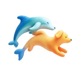 Playful Dolphin and Dog Icon for Kids and Pets