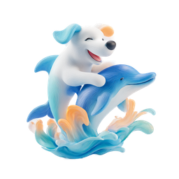Playful Dog and Dolphin Icon for Fun Themes