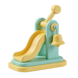 Playground Slide with Bell - 3D Clay Toy Icon