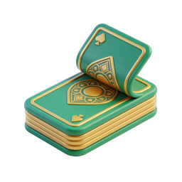 Green Gold Playing Cards Stack 3D Icon | Casino Game