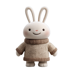 Adorable Plush Bunny Character in Knitted Sweater