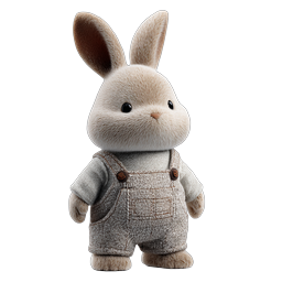 Adorable Plush Bunny Character Icon - Realistic 3D Render