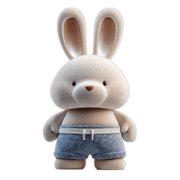 Adorable Plush Bunny 3D Icon - Cute Character Design