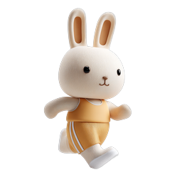 愛らしいぬいぐるみウサギのランナー 3D キャラクターアイコン