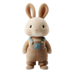 Cute Plush Bunny Toy Icon - 3D Rendered Character
