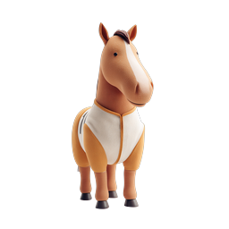Cute Plush Horse Toy 3D Icon | Realistic Fabric Animal