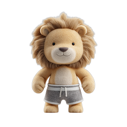Adorable Plush Lion Bear Character Icon | Cute 3D Toy