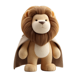 Icono de personaje de león de peluche lindo - Diseño de juguete renderizado en 3D
