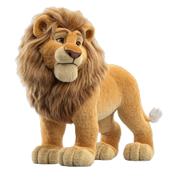 Plush Lion 3D Icon - Friendly Wildlife Character