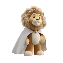 Adorable Plush Lion Superhero 3D Character Icon