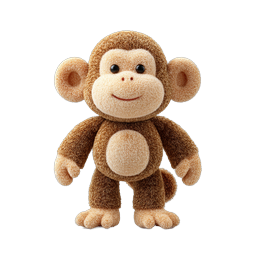 Cute Plush Monkey Toy Icon - Fluffy Stuffed Animal