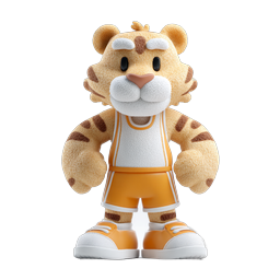 Plush Tiger Basketball Mascot 3D Icon - Cute Sports Character