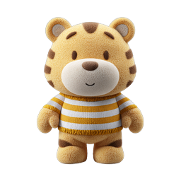 Adorable Plush Tiger Cub Toy 3D Icon | Cute Character