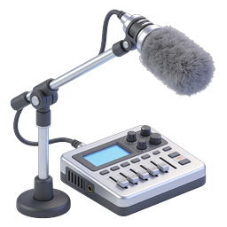 Professional Podcast Microphone Audio Mixer Setup Icon
