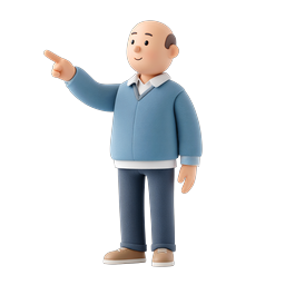 Icona personaggio uomo 3D che indica